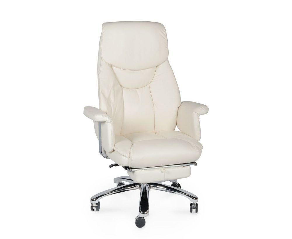 Кресло офисное Парламент ivory, сталь и хром, слоновая кость, кожа