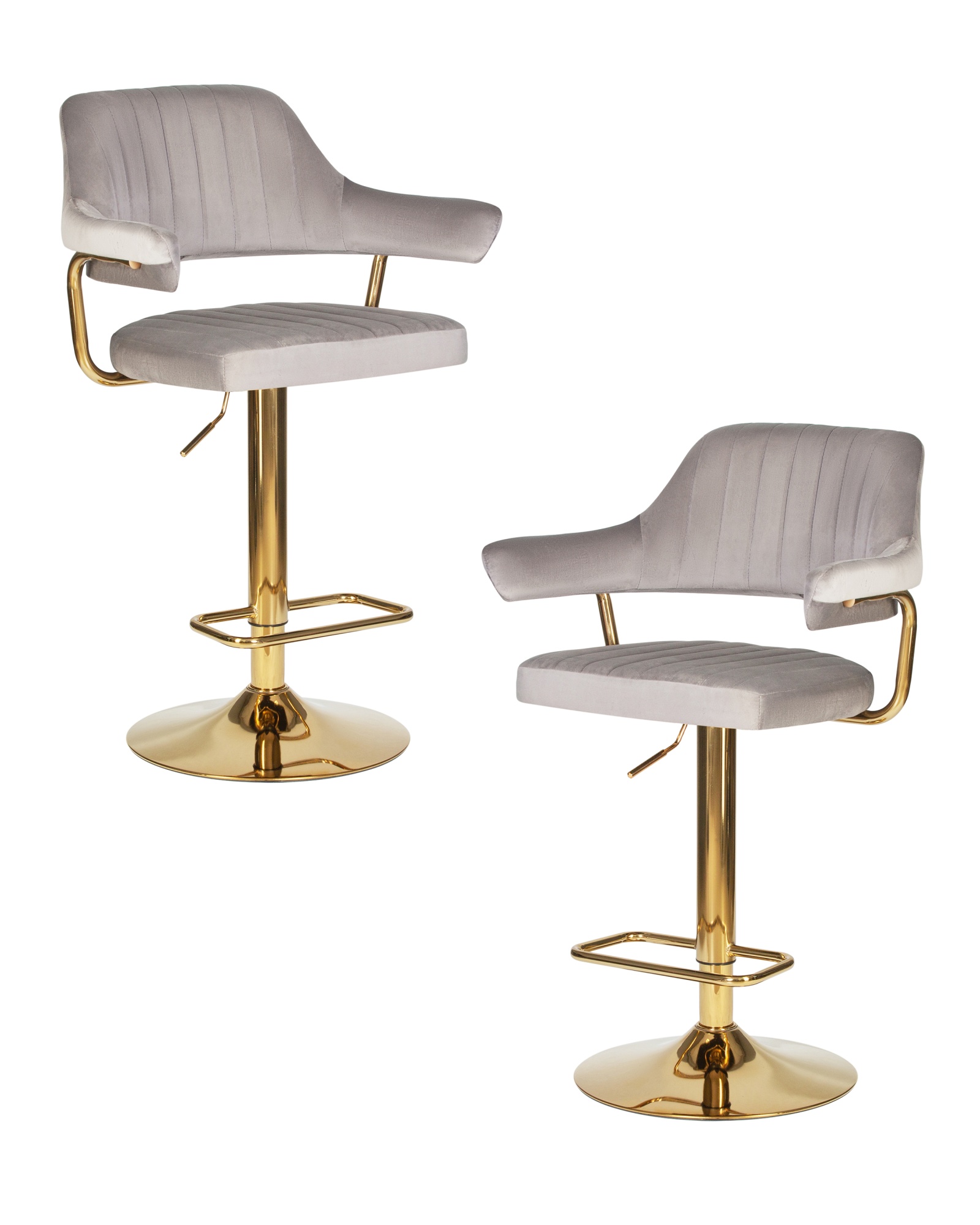 Набор 2 шт Стул барный CHARLY GOLD, серый велюр (MJ9-75)