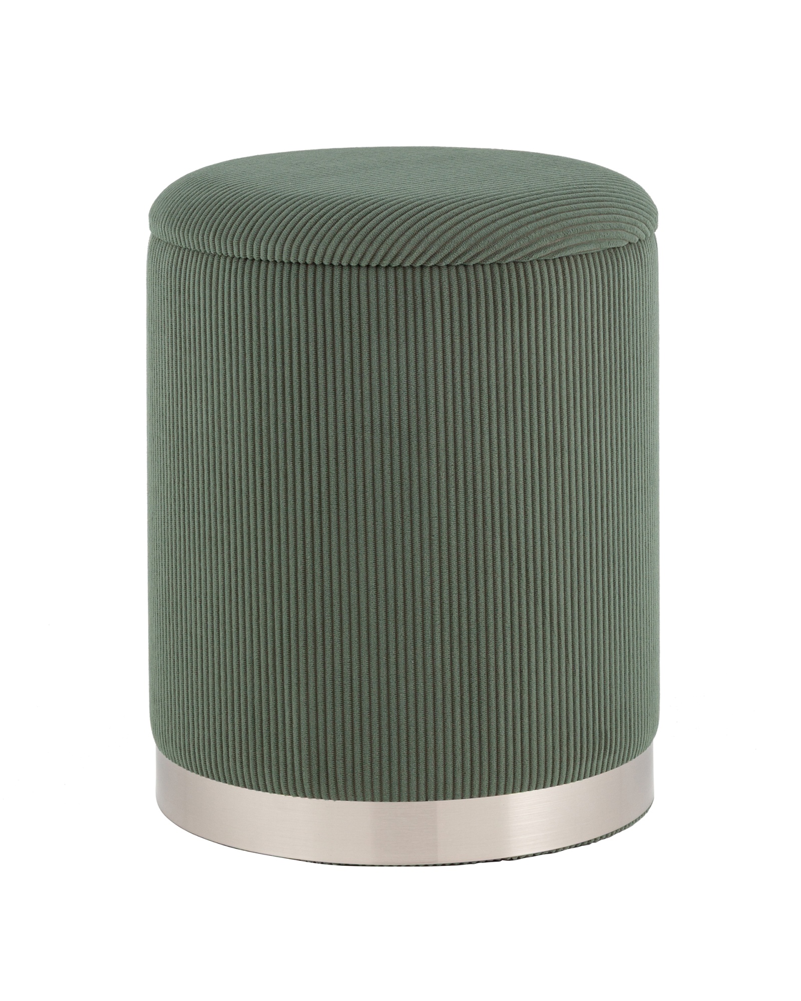 Пуф Эмили с ящиком серебро вельвет зеленый