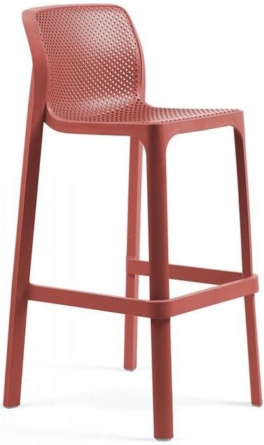 Стул пластиковый барный Net Stool коралловый