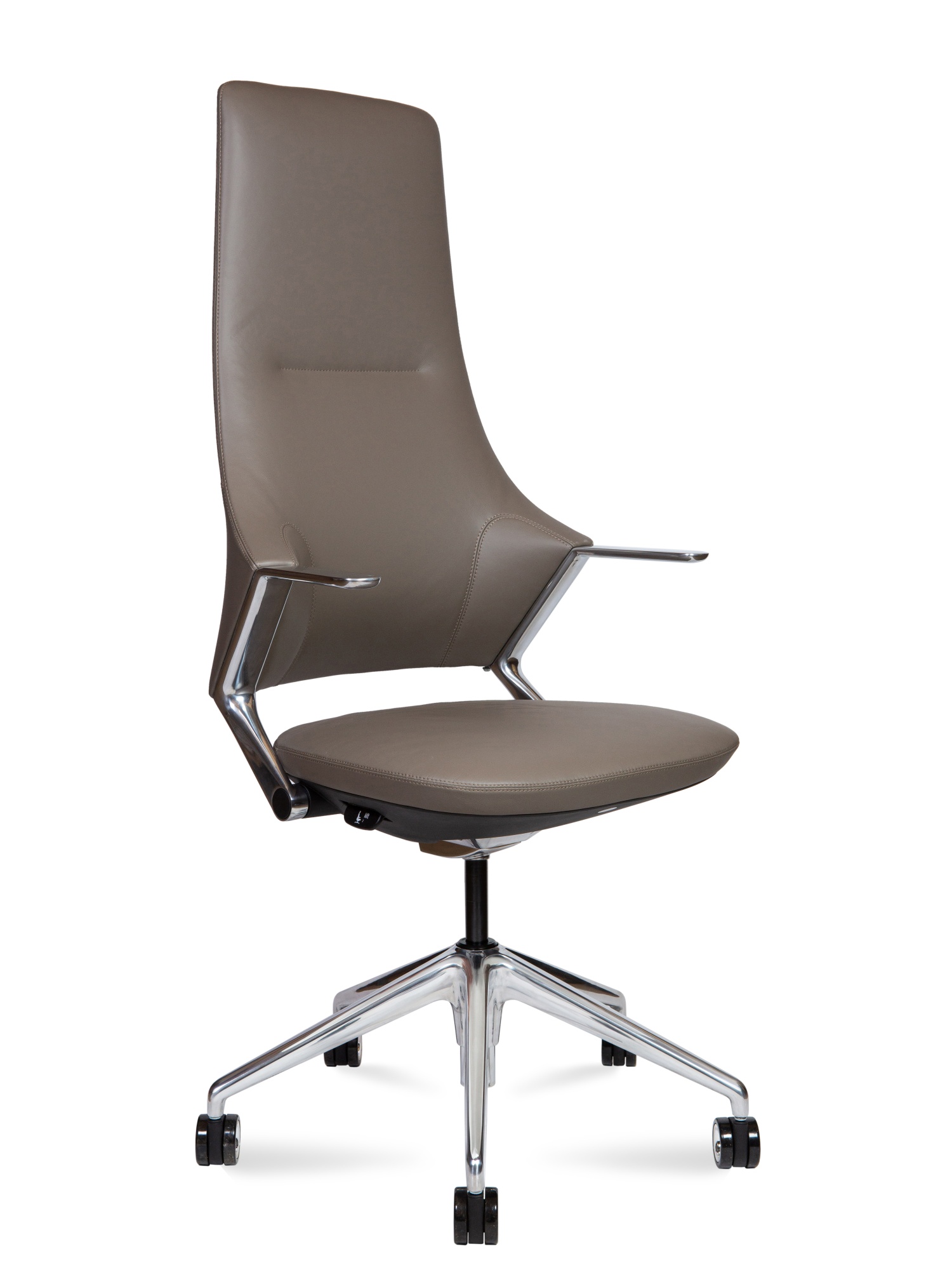 Кресло офисное Han кориневый и серый, натуральная кожа и металл, мягкое сиденье, с подлокотниками