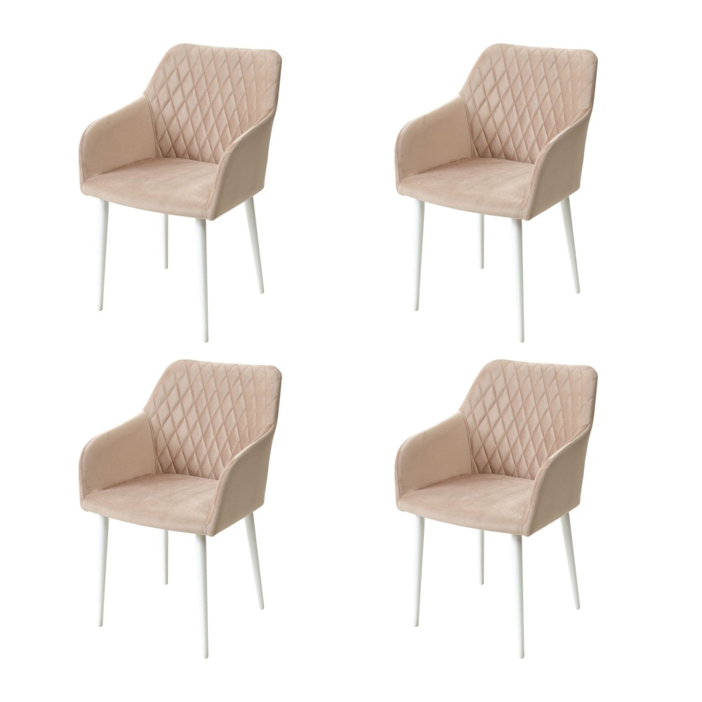 Стул BRANDY-X бежевый #5 белый каркас, велюр