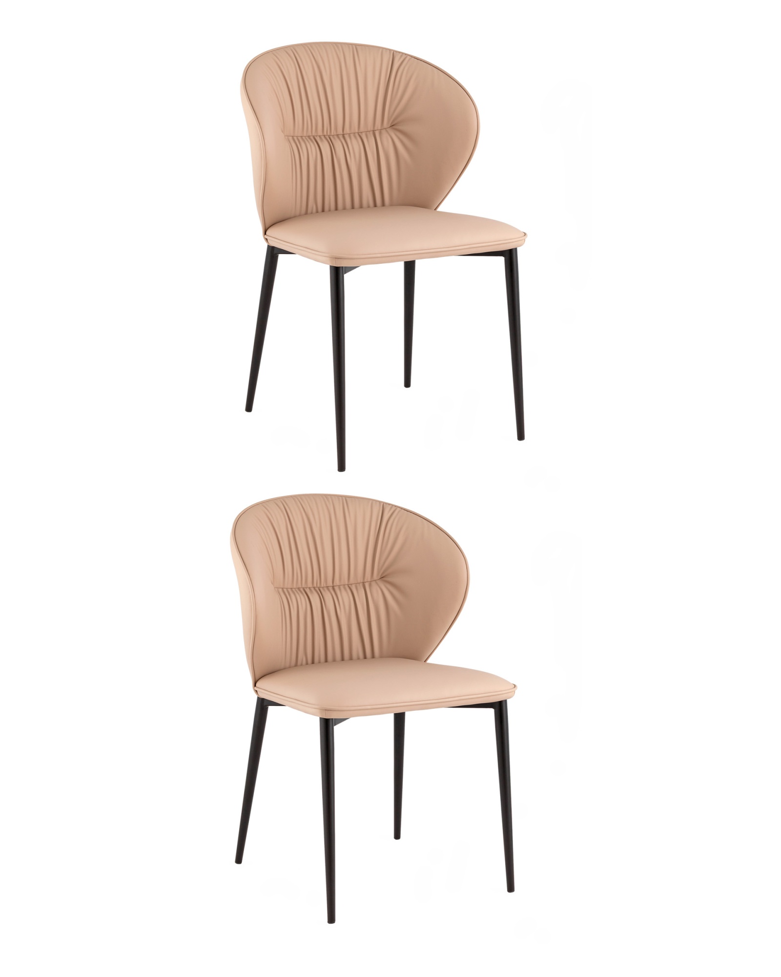 Стул обеденный Deia кремовая экокожа черные ножки 2 шт.