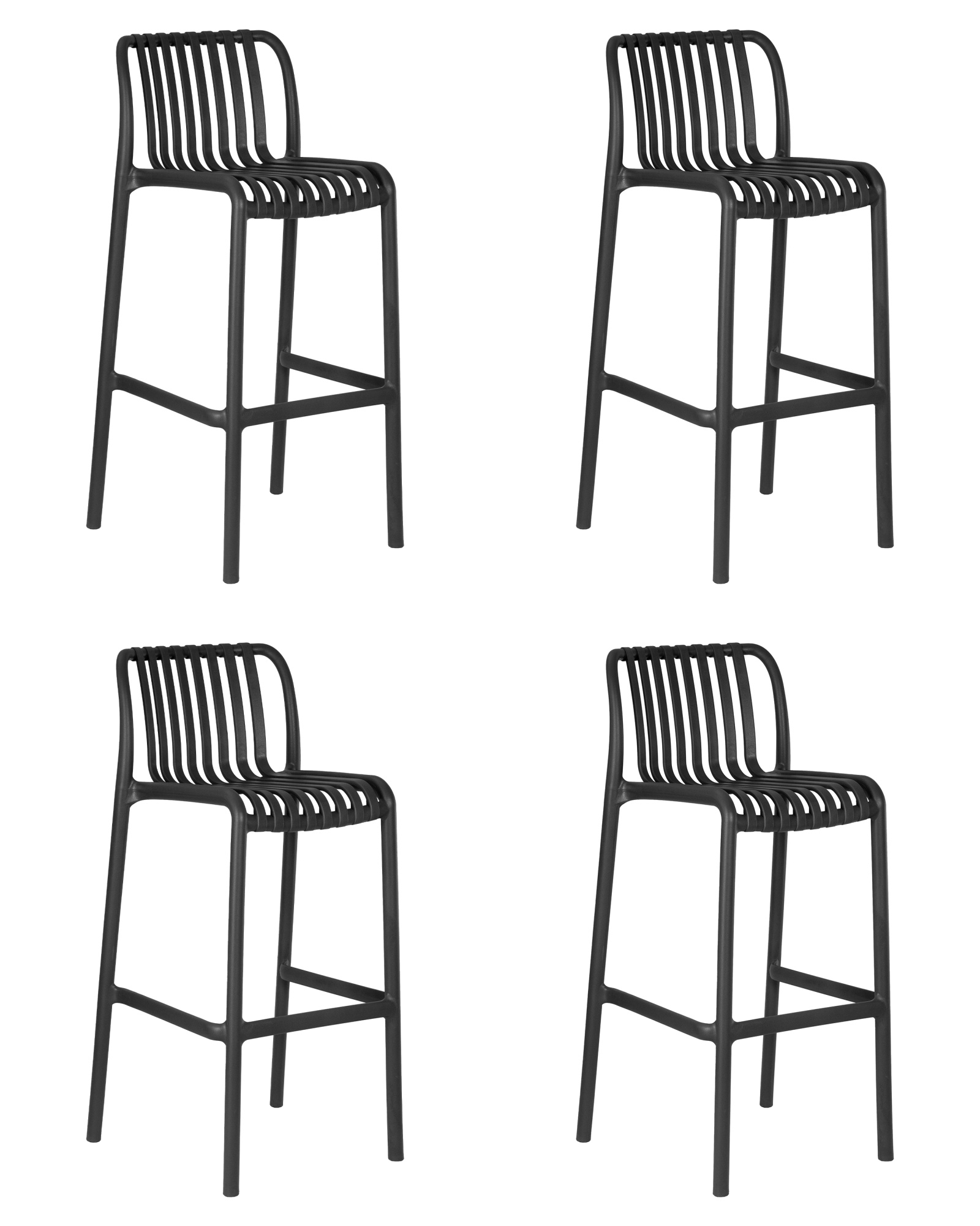 Набор 4 шт Стул барный CHLOE BAR, темно-серый