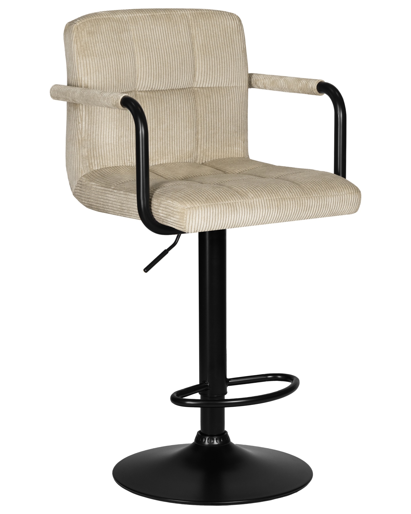 Стул барный KRUGER ARM BLACK бежевый вельвет