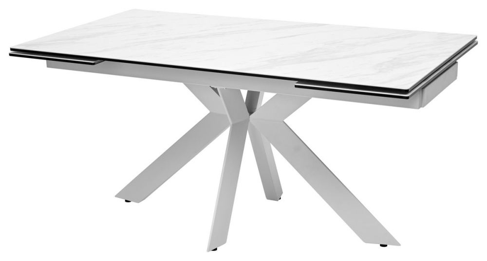 Стол BELLUNO 160 MARBLES KL-99 белый мрамор матовый итальянская керамика, белый каркас