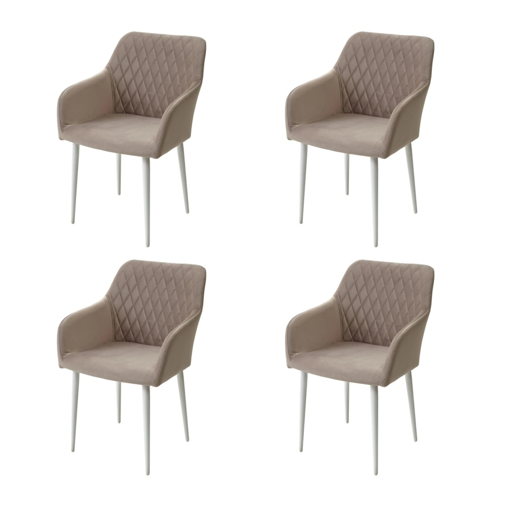 Стул BRANDY-X латте #25 белый каркас, велюр