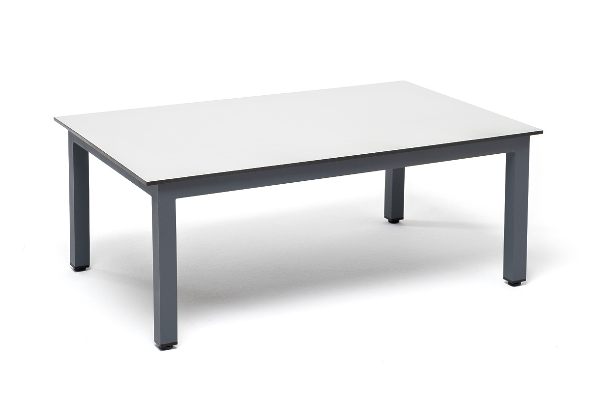 "Канны" журнальный столик из HPL 90х60, H40, каркас темно-серый (RAL 7024), столешницы "молочный"