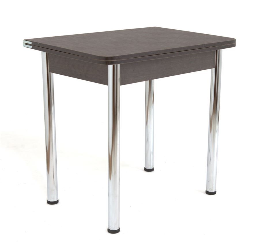 Стол обеденный ЛС-831 лен 8514 шоколад, царги вене, ножки хром