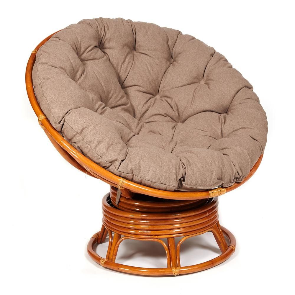 Кресло-качалка "PAPASAN" w 23 и 01 B с подушкой, коньяк, экошерсть коричневый, 1811-5