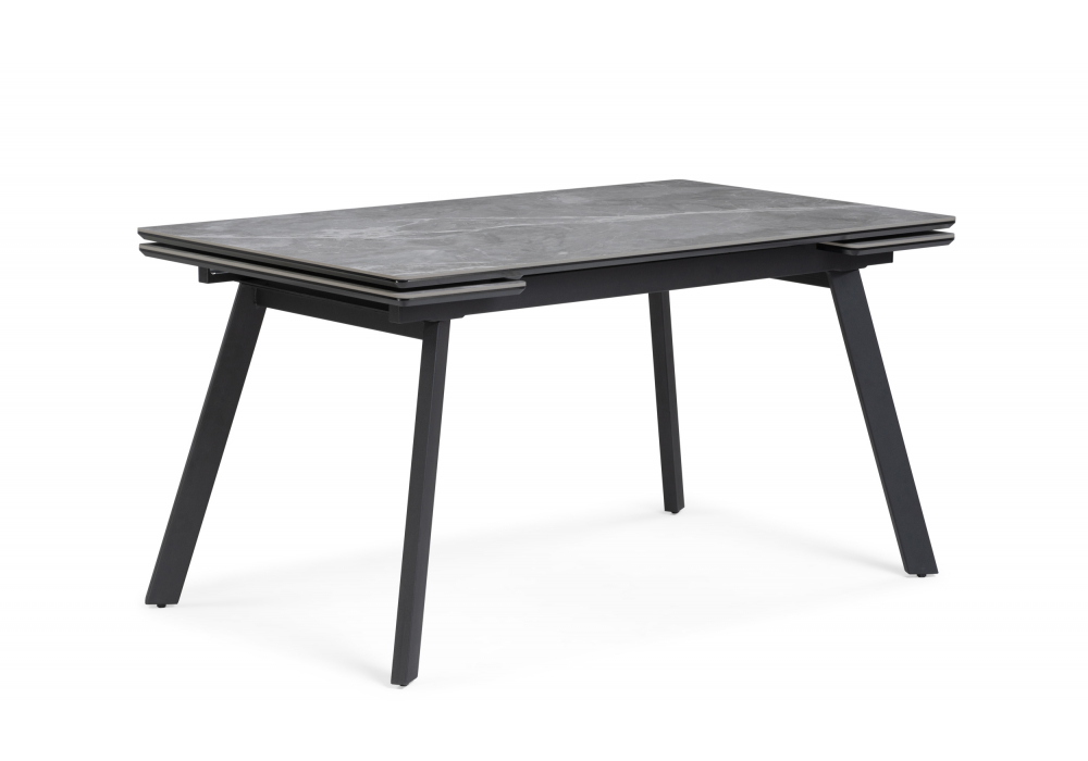 Керамический стол Норман 140(200)х80 серый мрамор, черный