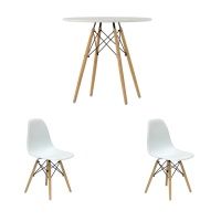 Стол EAMES D80 белый + 2 стула EAMES style белые