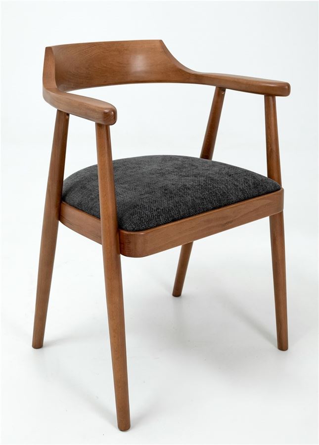 Деревянное полукресло венское Mercurius светлый орех с мягким сиденьем из ткани графит