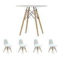 Стол EAMES D100 белый + 4 стула EAMES style белые