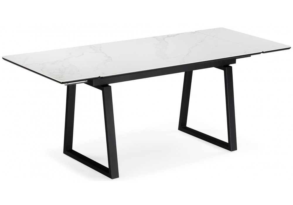 Керамический стол Джек 140(200)х80 белый мрамор, черный