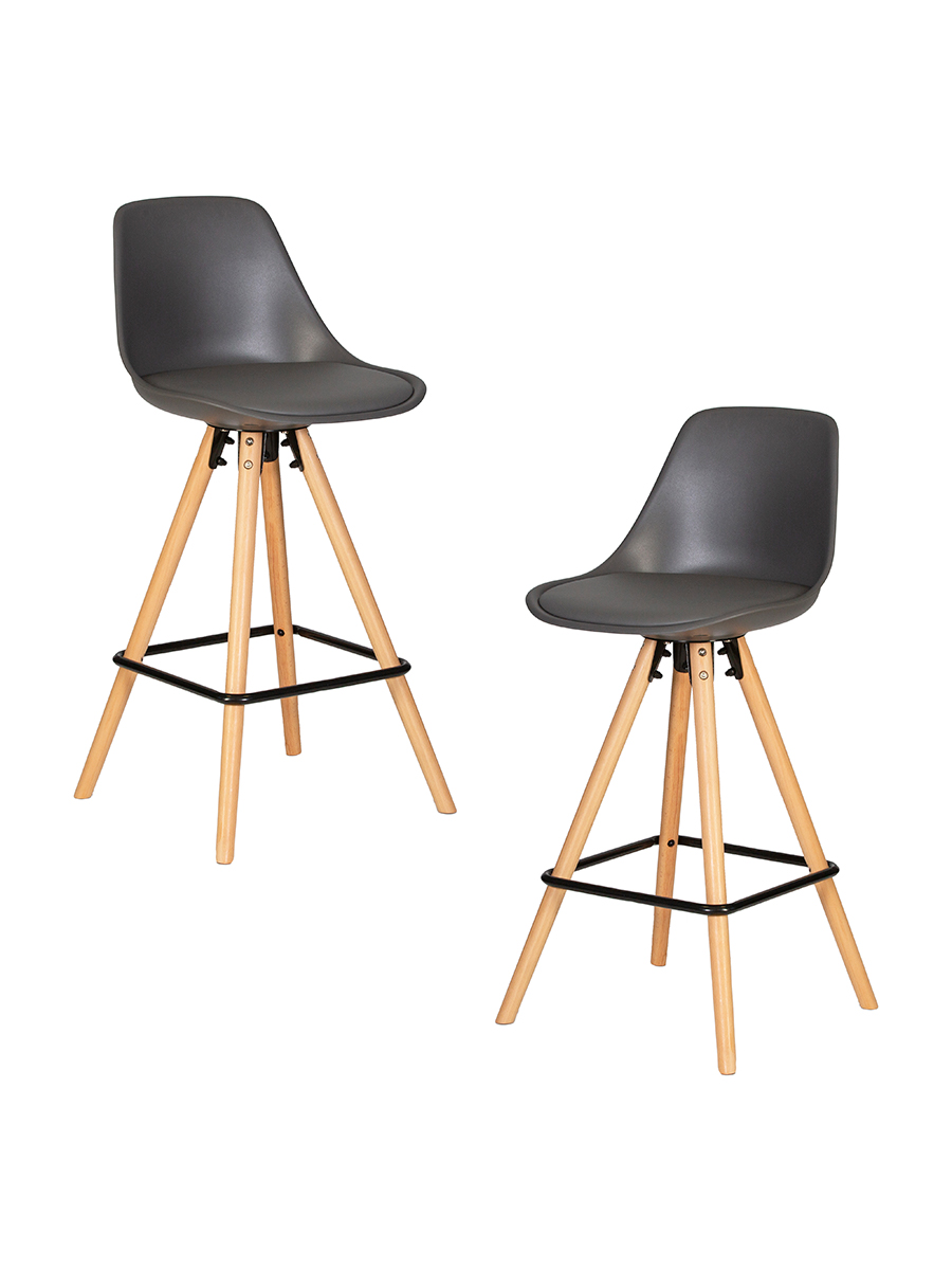 Набор 2 шт Стул полубарный RONNI, ножки светлый бук, темно-серый (GR-04)