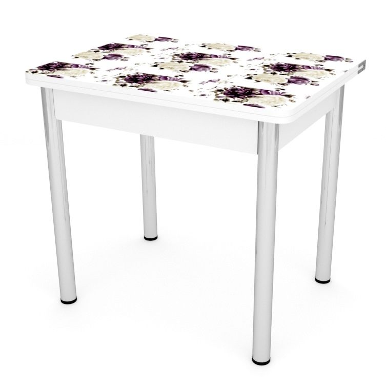 Стол обеденный ЛС-831 пластик 999 прованс, ножки хром, кромка + подстолье белое