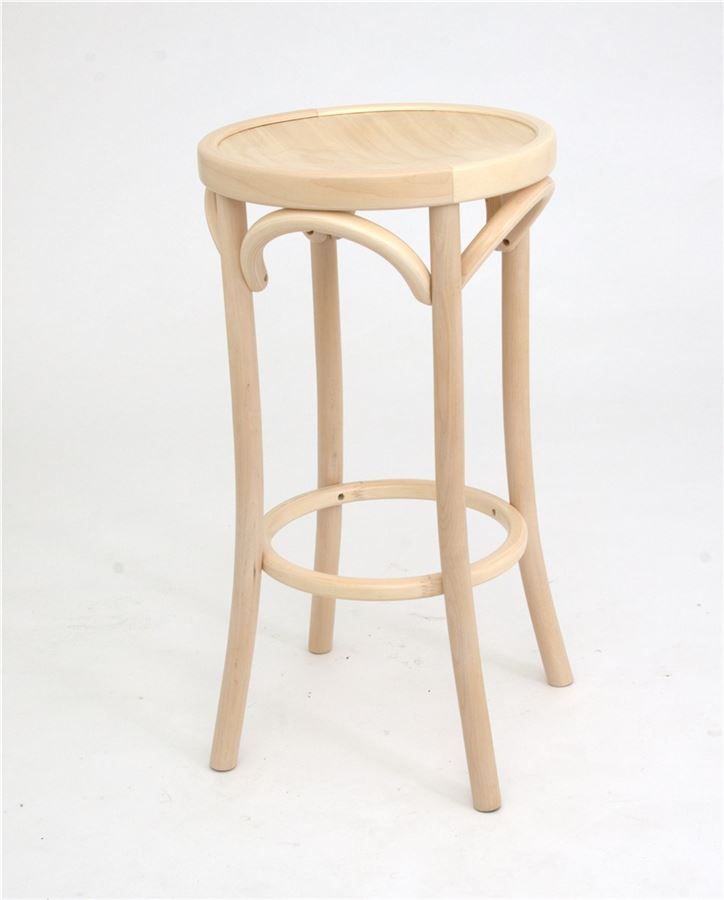 Полубарный деревянный табурет Венский 650 беленый дуб с твердым сиденьем