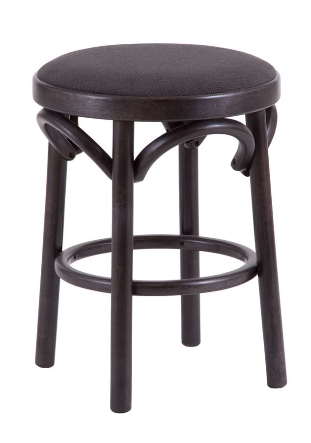 Деревянный табурет Венский венге с мягким сиденьем из серой ткани