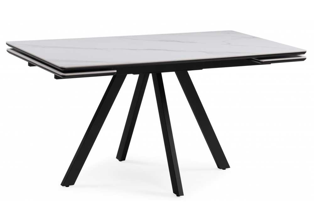 Керамический стол Вилли 140(200)х80 белый мрамор, черный