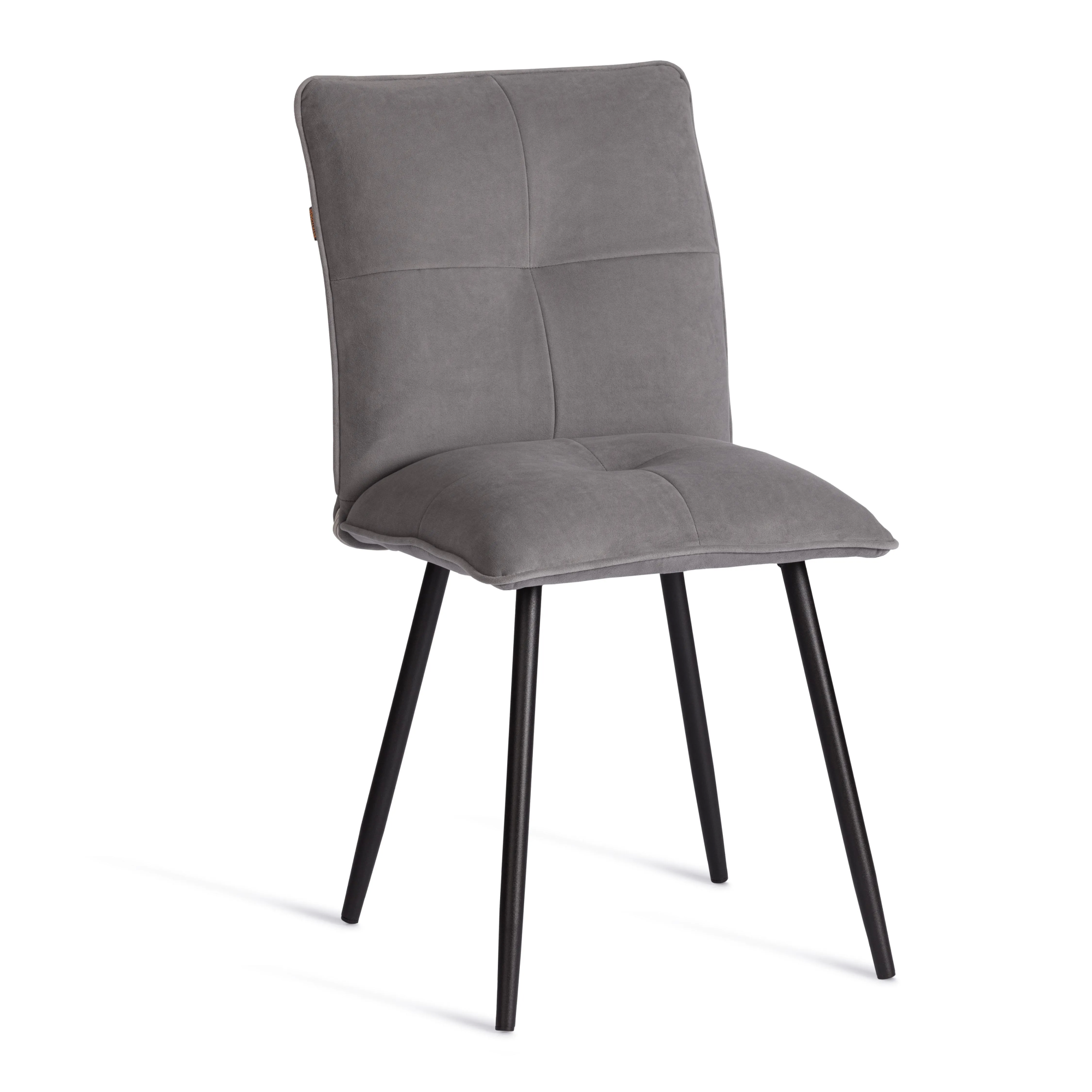 Стул обеденный Sweet серый, флок и металл, мягкое сиденье, без подлокотников