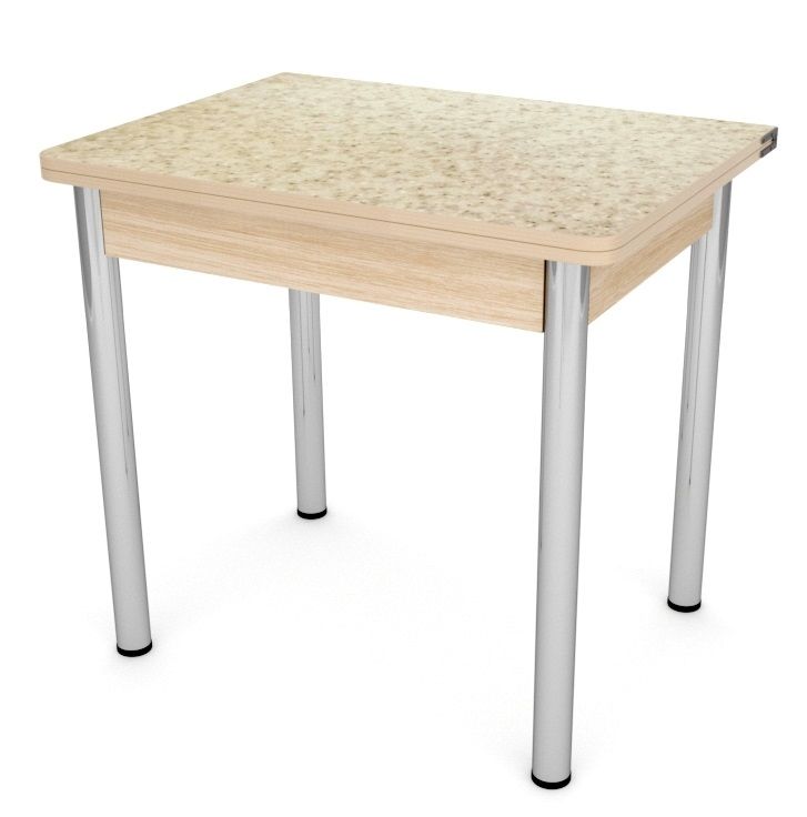 Стол обеденный ЛС-831 пластик 3042 семолина бежевый, ножки хром, кромка + подстолье дуб беленый