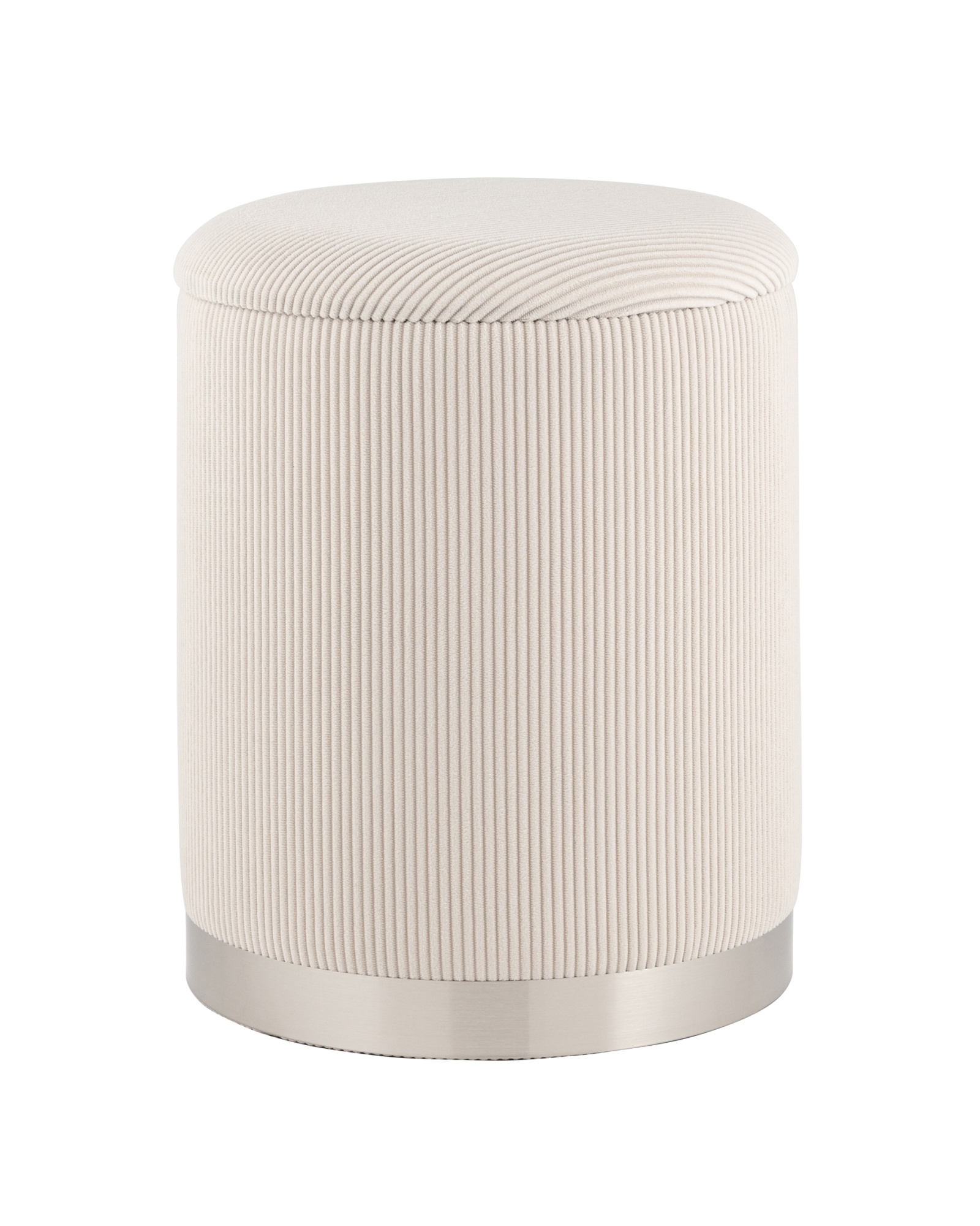 Пуф Эмили с ящиком серебро вельвет молочный