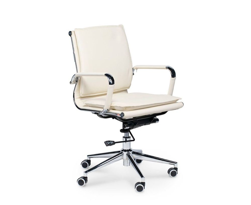 Кресло офисное Харман LB (ivory) хром слоновая кость экокожа