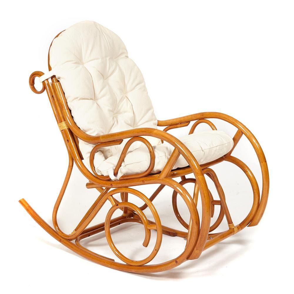 Кресло-качалка MILANO (разборная) без подушки, ротанг top quality, 58x136x103 см, коньяк