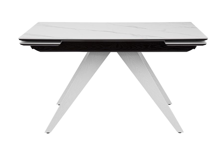 Стол Невада керамика 1400*800+300+300 керамика белая, черный