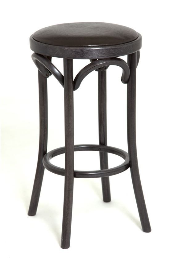 Полубарный деревянный табурет Венский 650 венге с мягким сиденьем из коричневой экокожи