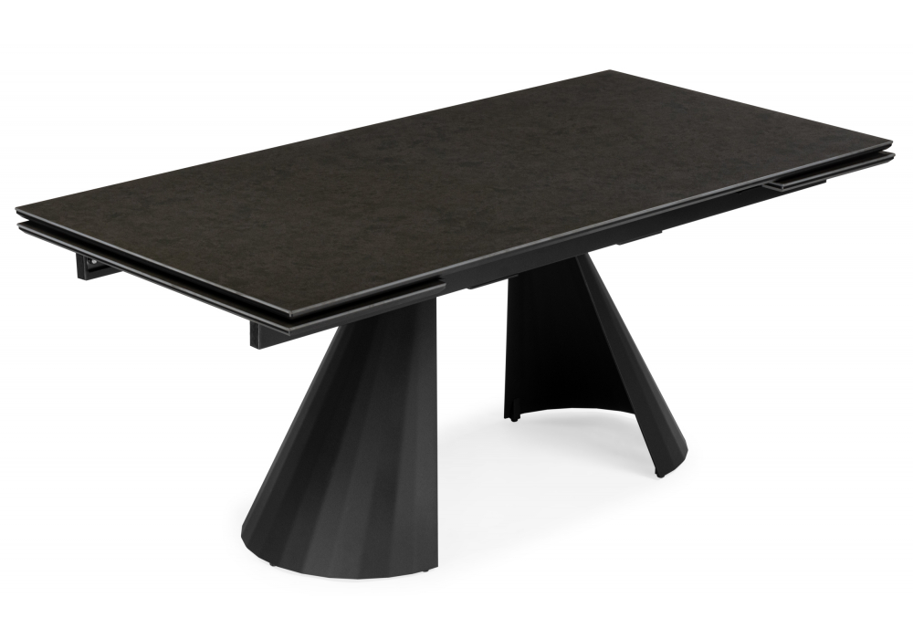 Керамический стол Шелтон 180(260)x90 massa ink gray, черный
