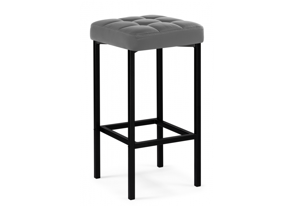 Барный стул Лофт экокожа темно-серый, черный матовый