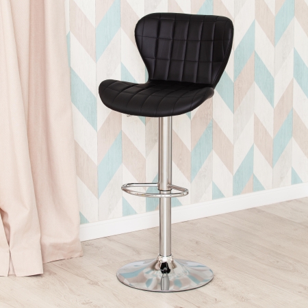 Стул барный AVIONIC черный, экокожа и металл, мягкое сиденье, без подлокотников
