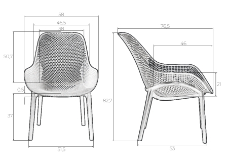 Набор 4 шт Кресло LONZO, антрацит (GR-12) с УФ-защитой