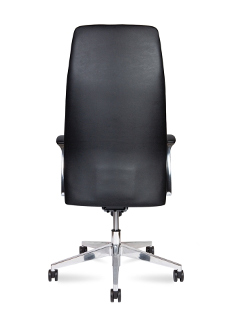 Кресло офисное Nancy черный, натуральная кожа и металл, мягкое сиденье, с подлокотниками