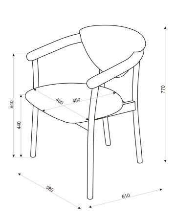 Кресло венское "Виенна" темный тон, бежевый М02