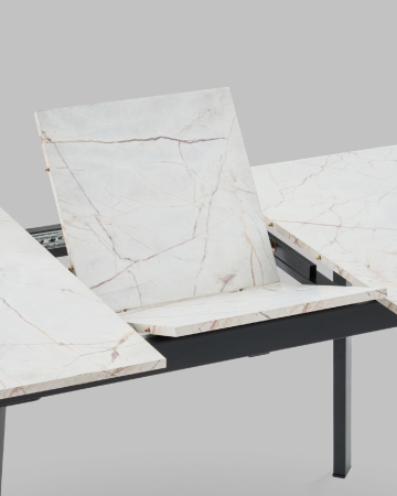 Стол Batu new 120-160/80/76 столешница ЛМДФ азул оникс подстолье металл черный