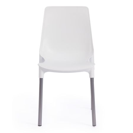 Стул GENIUS (mod 75) металл и пластик, 46x56x84cм, белый, ножки хром