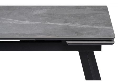 Керамический стол Норман 140(200)х80 серый мрамор, черный