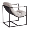 Кресло Charli серый и бежевый, ткань и металл, мягкое сиденье, с подлокотниками