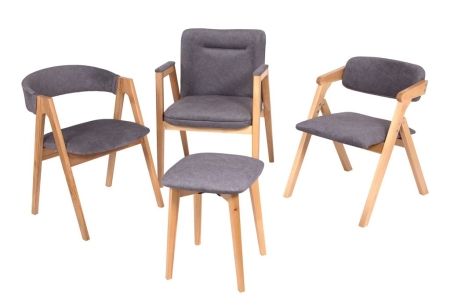 Табурет бук, ткань Айсберг грей