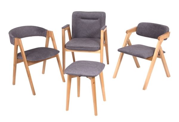 Табурет бук, ткань Айсберг грей