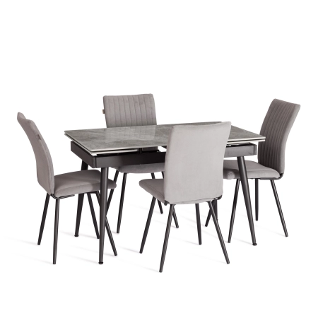 Стул обеденный Monte Carlo серый, ткань и металл, мягкое сиденье, без подлокотников