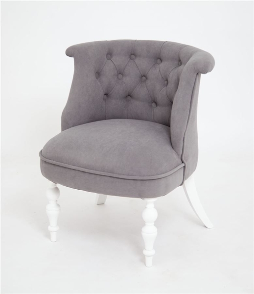 Кресло Бархат эмаль белая, RS15 - серый