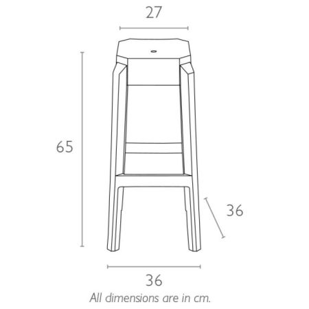Табурет прозрачный полубарный Fox 65 черный