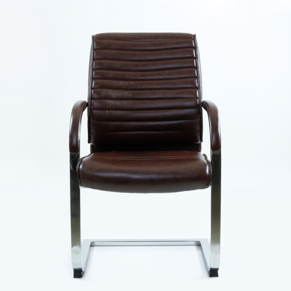 Кресло K-8010L коричневая глянцевая кожа, на полозьях