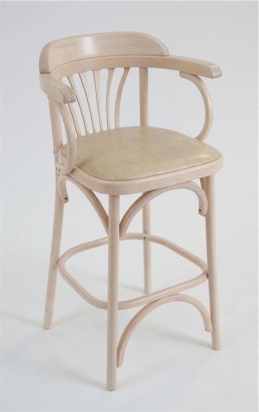 Полубарный деревянный стул Венский 650 беленый дуб с мягким сиденьем из бежевой экокожи