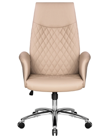 Офисное кресло LEONARD бежевый и коричневый, экокожа и металл, мягкое сиденье, с подлокотниками