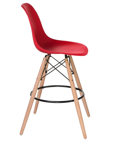 Стул барный DSW BAR ножки светлый бук сиденья красный R-02